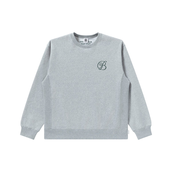 B EMBLEM HEAVYWEIGHT CREW SWEAT HEATHER GRAY