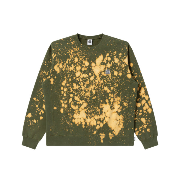 SMALL OG ACID SPLATTERED CREW SWEAT OLIVE