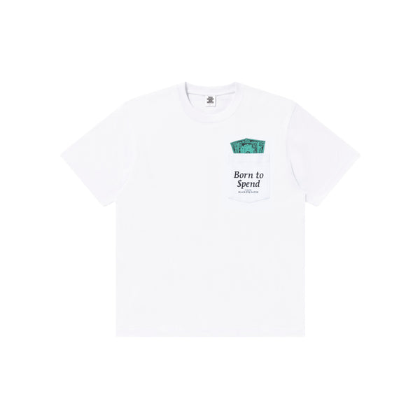 BORN TO SPEND POCKET TEE WHITE