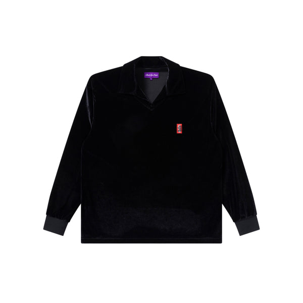 SMALL HWC COLLARED VELOUR PULLOVER BLACK