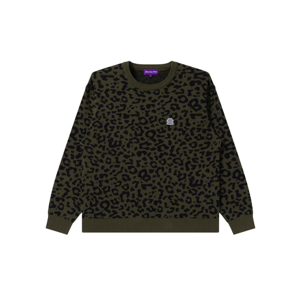 OG LABEL LEOPARD KNIT SWEATER OLIVE