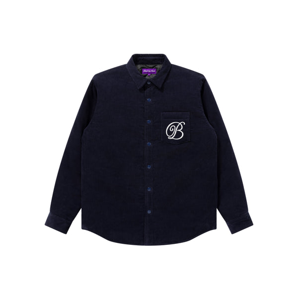 B EMBLEM CORDUROY SHIRT JACKET NAVY