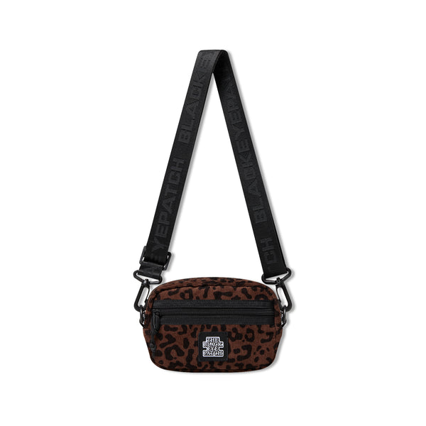 LEOPARD PATTERNED CORDUROY SHOULDER BAG