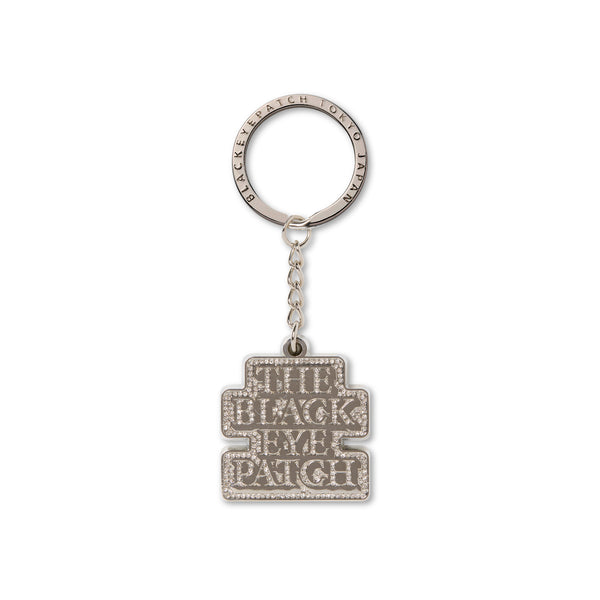 RHINESTONED OG LABEL PLATED KEYCHAIN SILVER