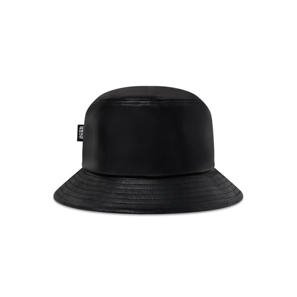 OG LABEL FAUX LEATHER BUCKET HAT BLACK