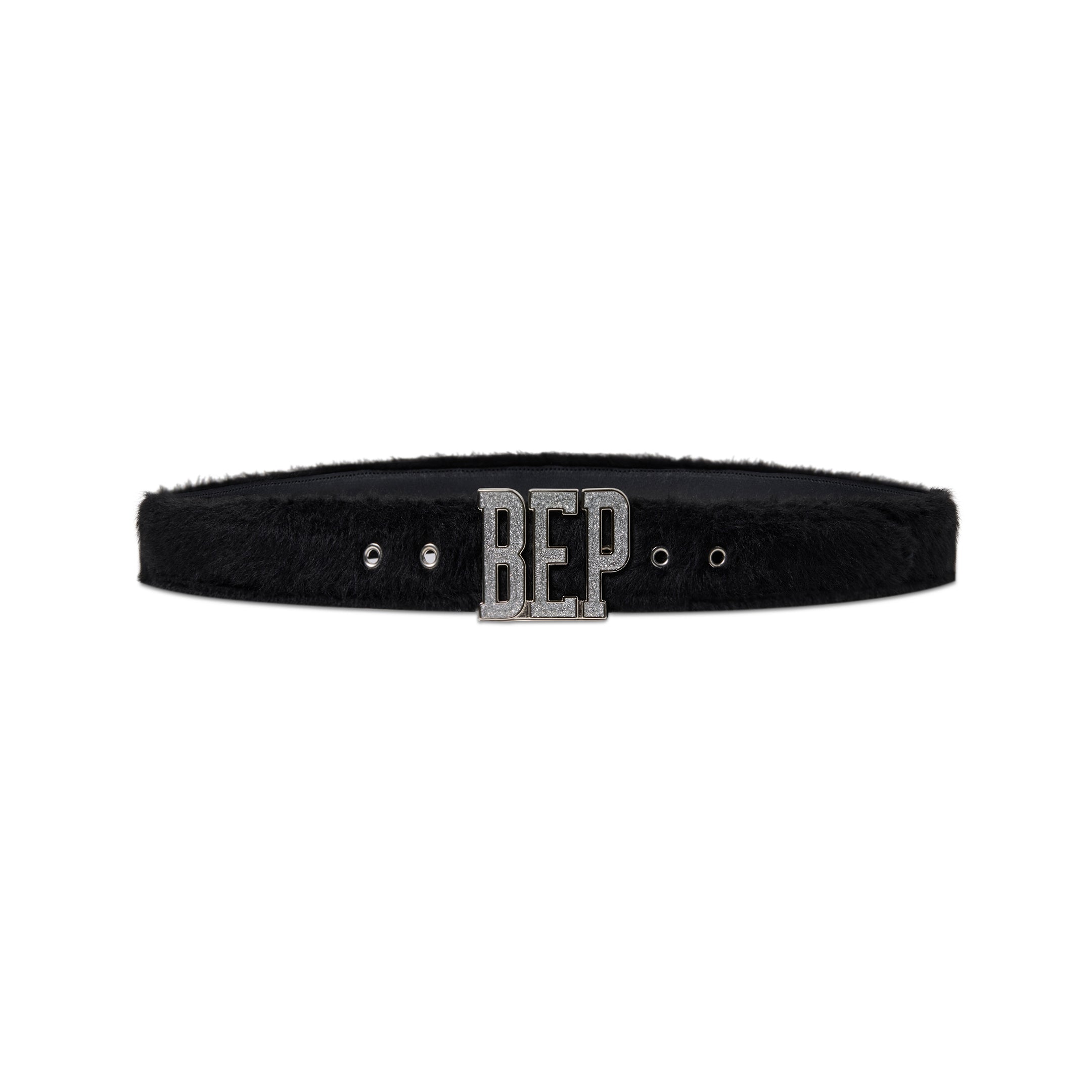 GLITTERED LETTERS FAUX FUR BELT BLACK – BlackEyePatch