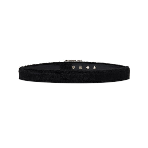 GLITTERED LETTERS FAUX FUR BELT BLACK