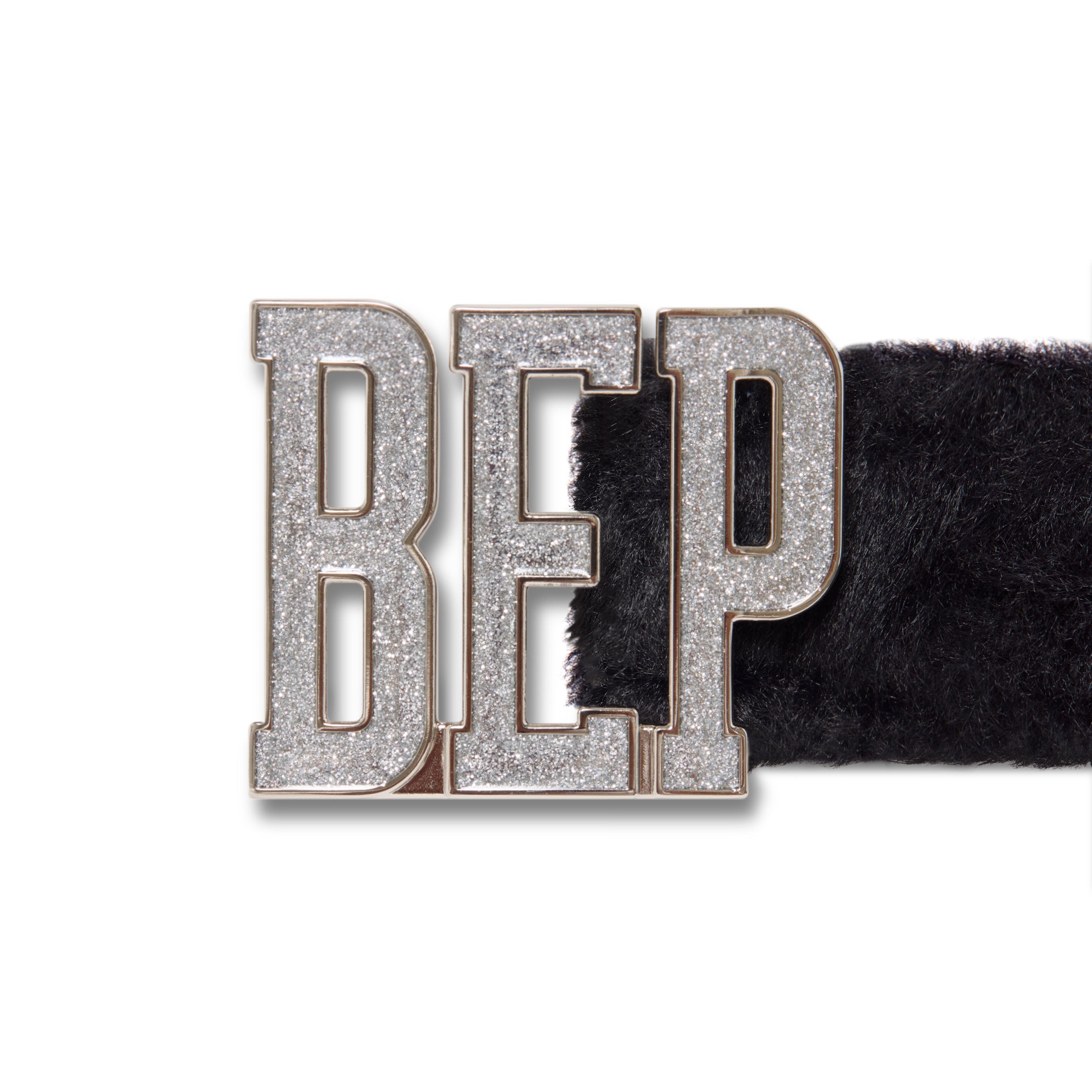 GLITTERED LETTERS FAUX FUR BELT BLACK – BlackEyePatch