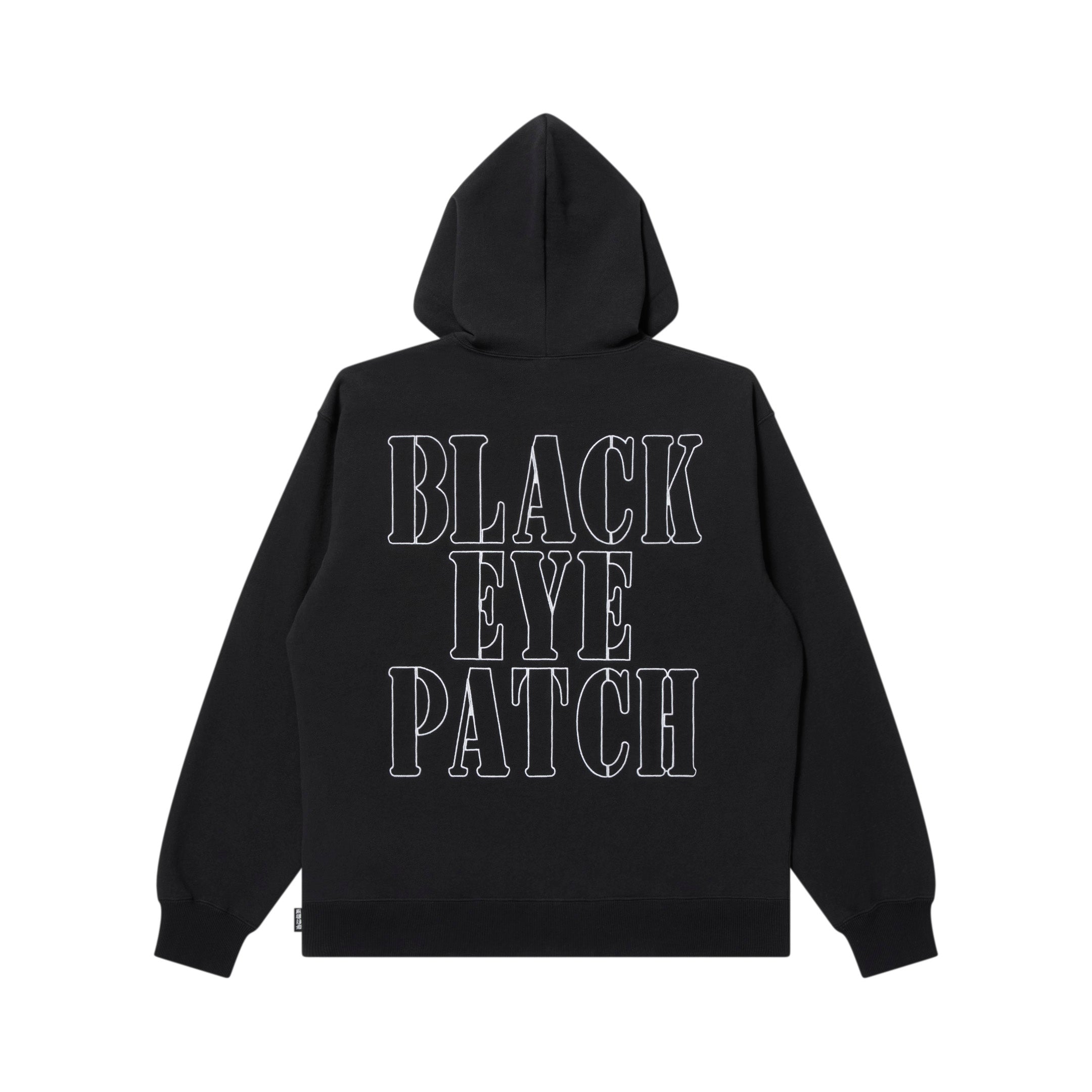 STENCIL LOGO EMBROIDERED ZIP HOODIE BLACK – BlackEyePatch