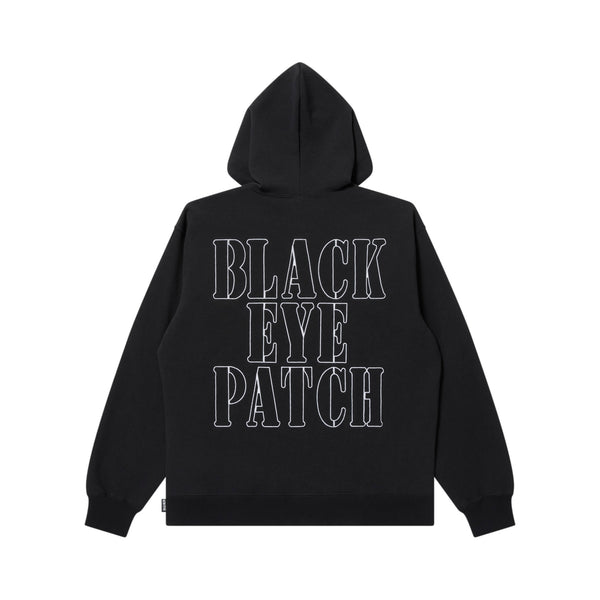 STENCIL LOGO EMBROIDERED ZIP HOODIE BLACK