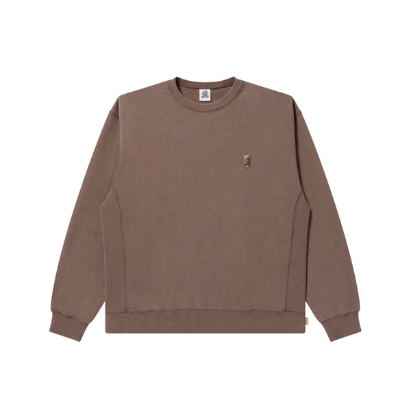 HWC EMBROIDERED PIGMENT DYED CREW SWEAT BROWN