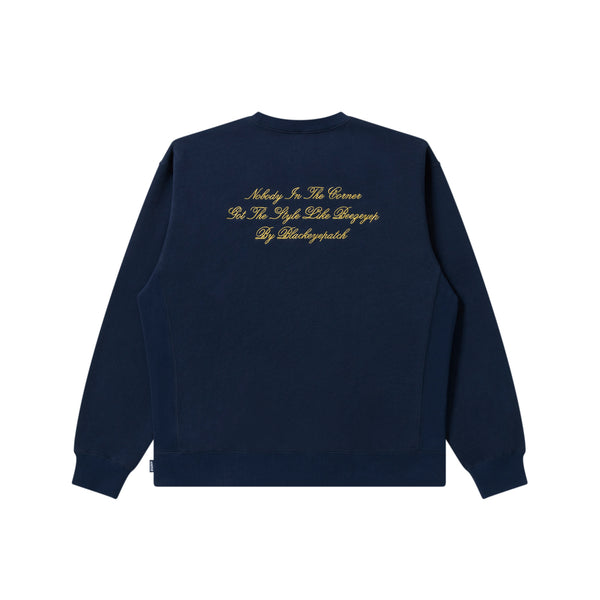 SERPENTINE SCRIPT CREW SWEAT NAVY