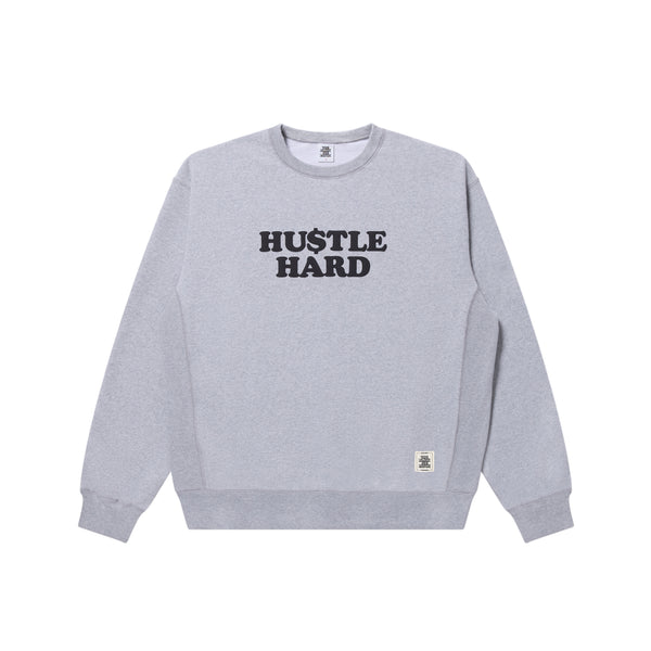 HUSTLE HARD CREW SWEAT HEATHER GRAY