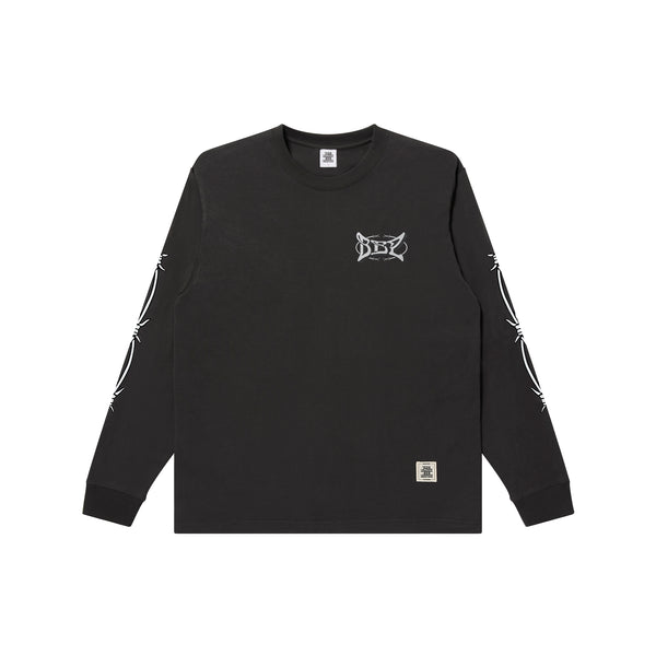 WIRED RIDER LOGO L/S TEE CHARCOAL