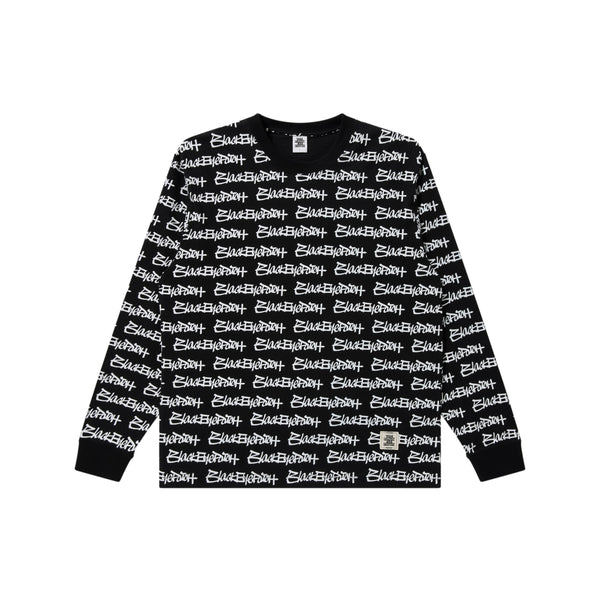 FASTHAND SCRIPT PATTERNED L/S TEE BLACK
