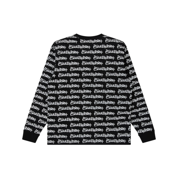 FASTHAND SCRIPT PATTERNED L/S TEE BLACK