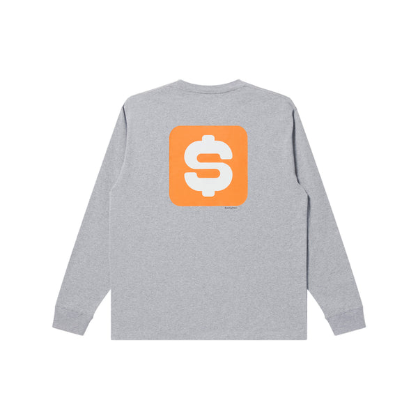 DOLLAR BLOGGER L/S TEE HEATHER GRAY