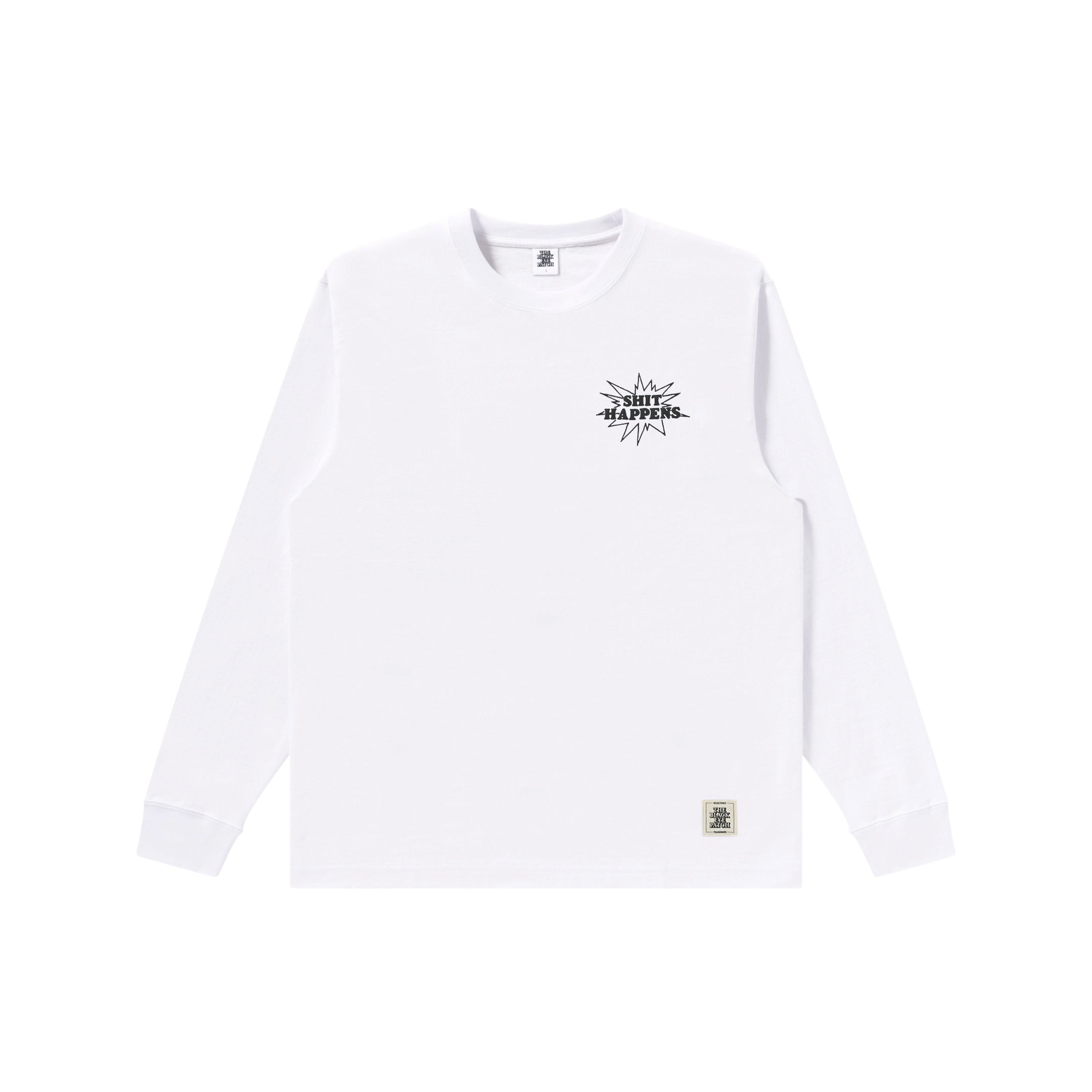 SHIT HAPPENS L/S TEE WHITE – BlackEyePatch