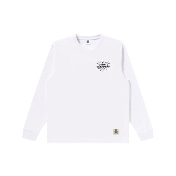 SHIT HAPPENS L/S TEE WHITE