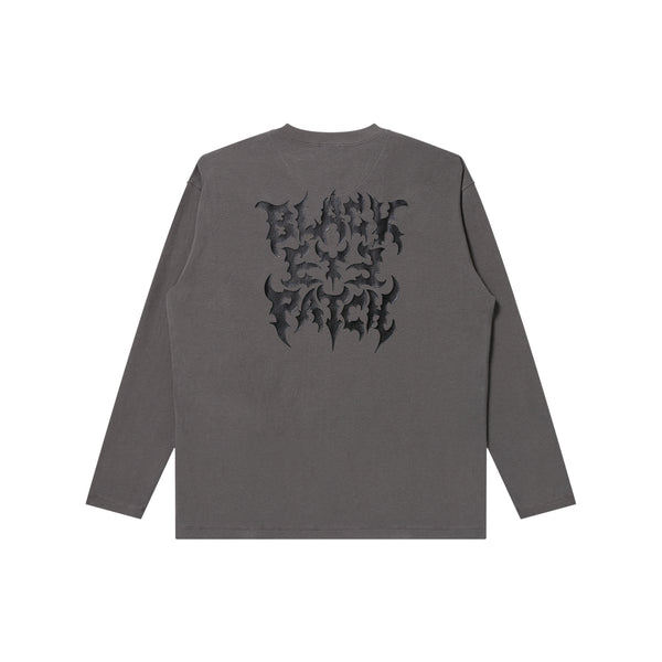 TRAP METAL LOGO HENLEY NECK L/S TEE CHARCOAL