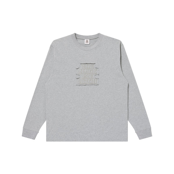 Washed OG Label Patched Long Sleeve T-Shirt, Heather Gray