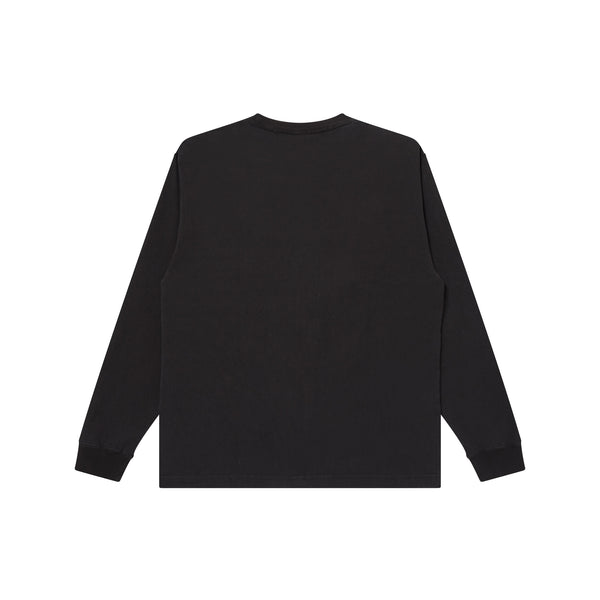 Washed OG Label Patched Long Sleeve T-Shirt, Black