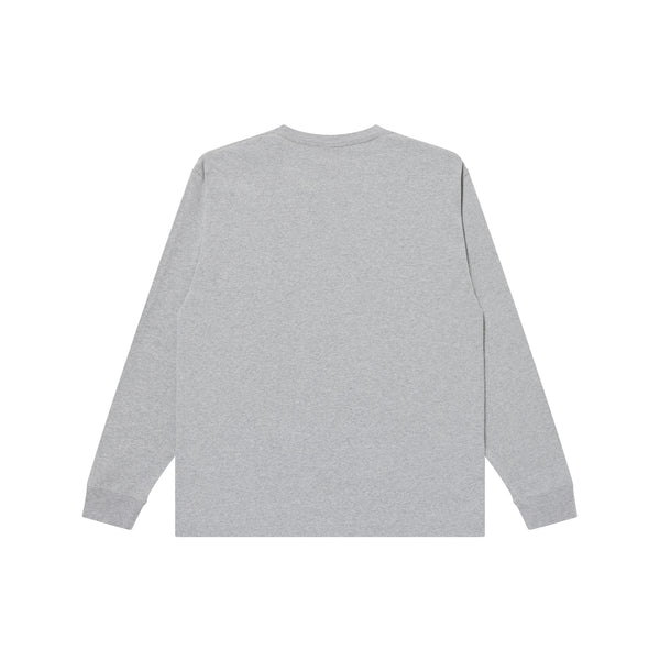 Washed OG Label Patched Long Sleeve T-Shirt, Heather Gray
