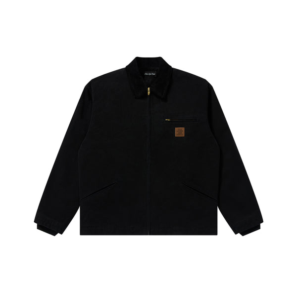 LEATHER PATCHED DUCK JACKET BLACK