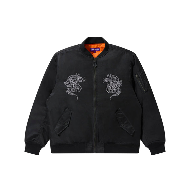 DRAGONS EMBROIDERED BOMBER JACKET BLACK