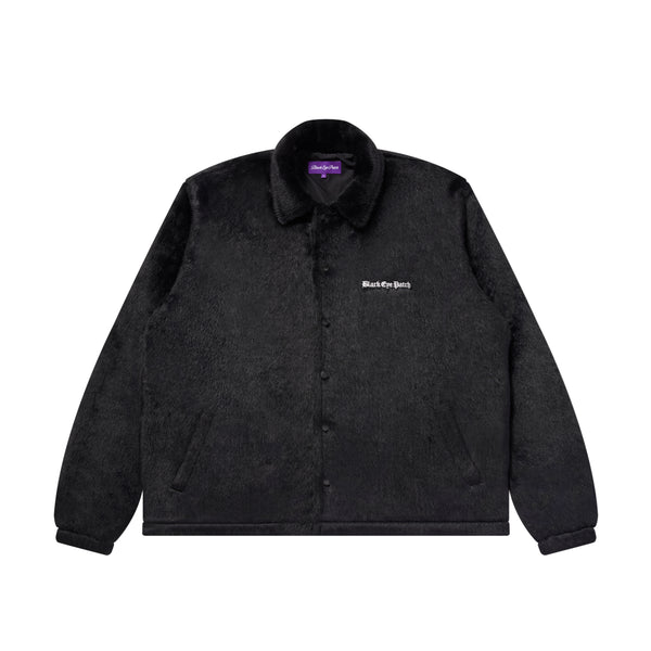 OE LOGO FAUX FUR COACH JACKET BLACK