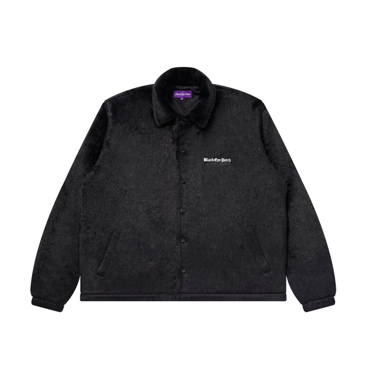 OE LOGO FAUX FUR COACH JACKET BLACK