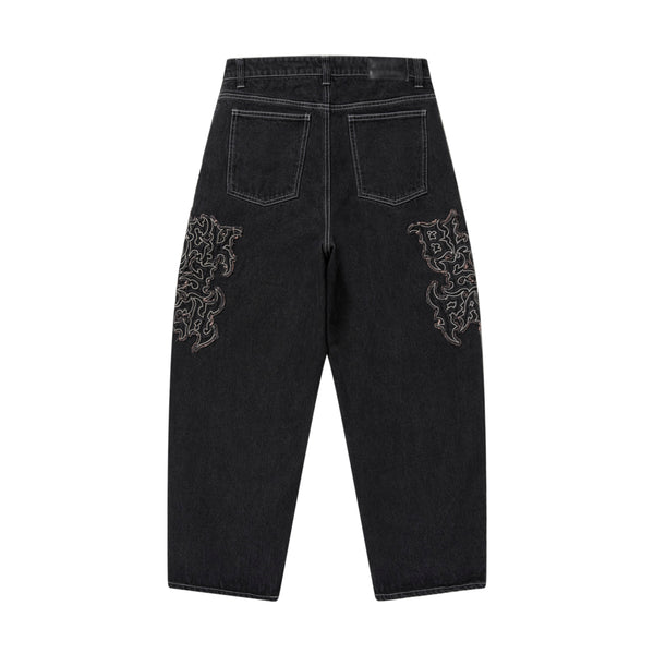 Metal Logo Extra Baggy Jeans, Black