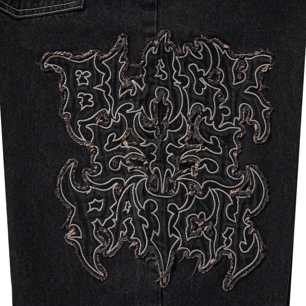 Metal Logo Extra Baggy Jeans, Black