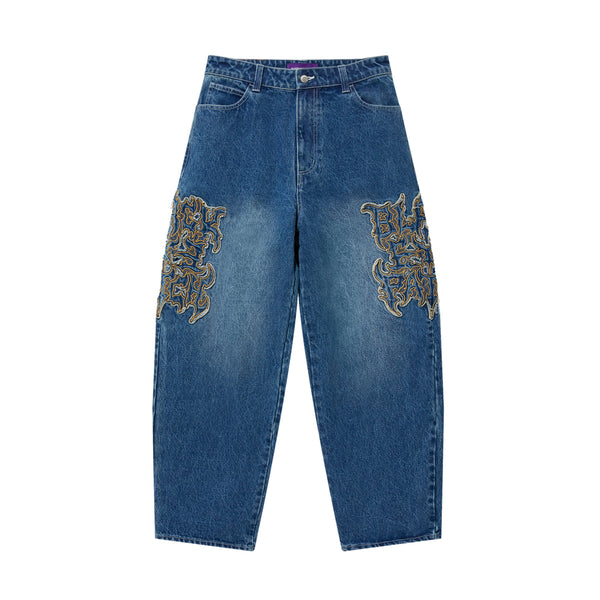 Metal Logo Extra Baggy Jeans, Indigo