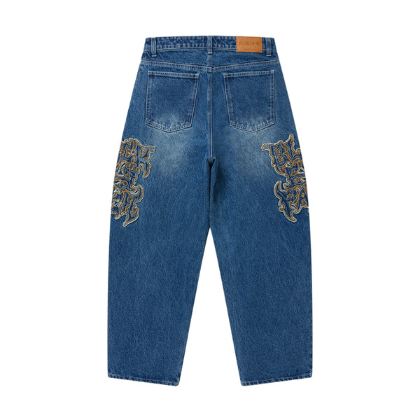 Metal Logo Extra Baggy Jeans, Indigo
