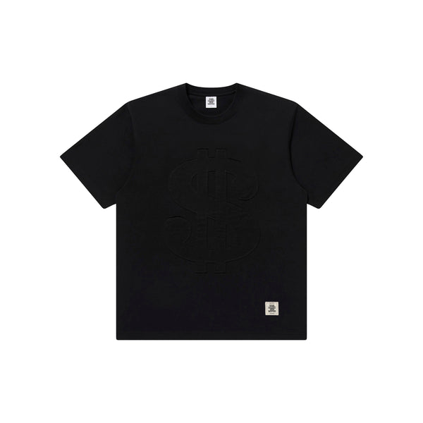 BIG DOLLAR SIGN FABRIC STITCHED TEE BLACK
