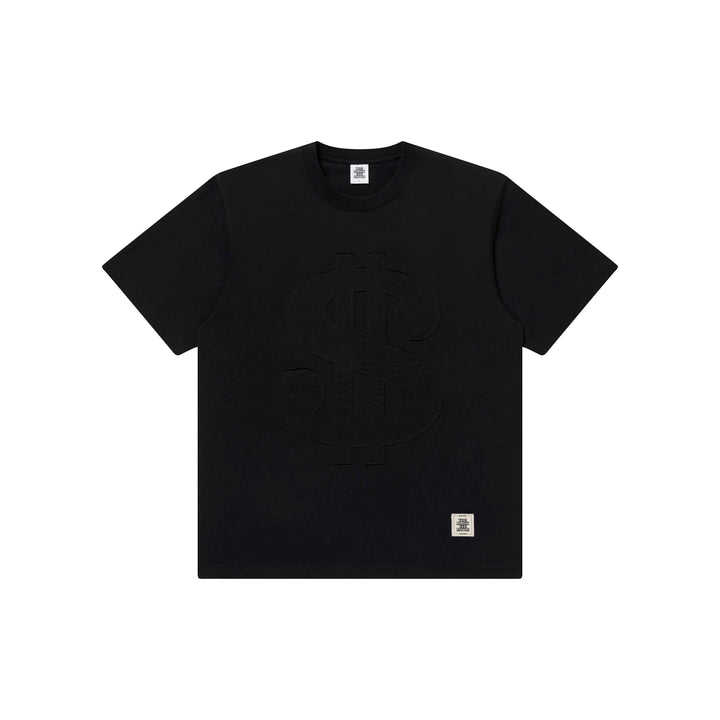 Big Dollar Sign Fabric-Stitched Tee (Black)