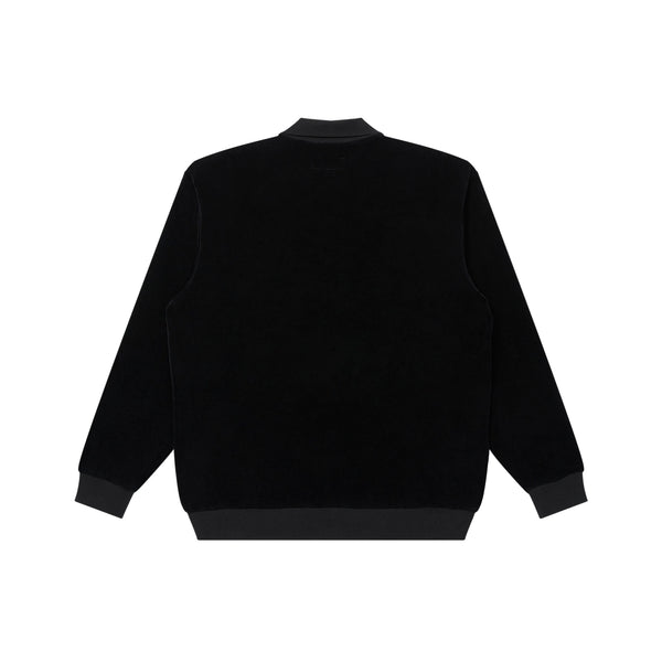 OE Logo Half Zip Velour Shirt, Black