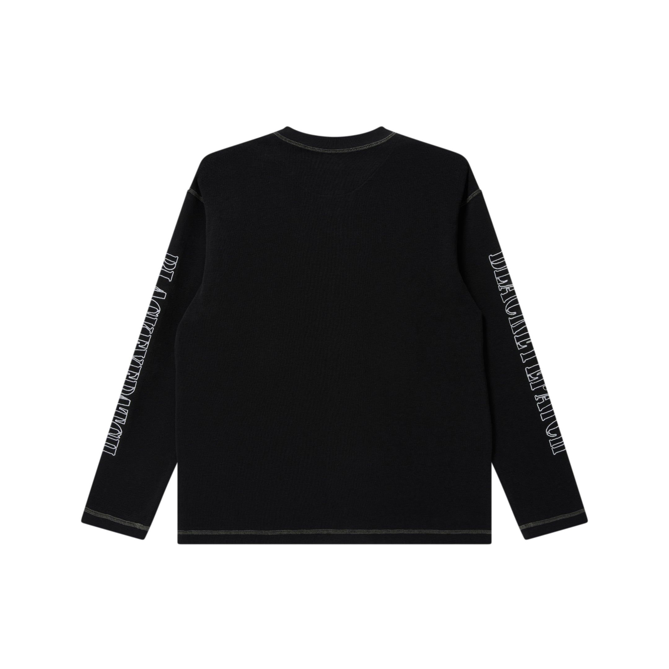 STENCIL LOGO HENLEY NECK L/S TEE BLACK – BlackEyePatch