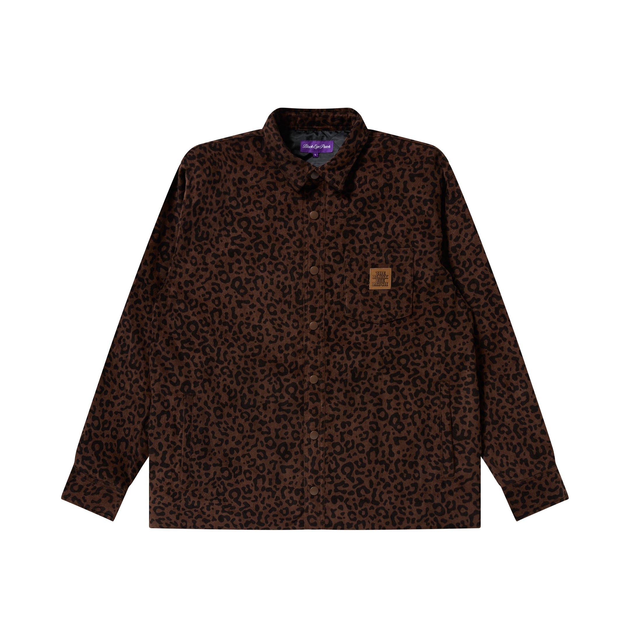 LEOPARD PATTERNED QUILTED SHIRT JACKET BROWN – BlackEyePatch