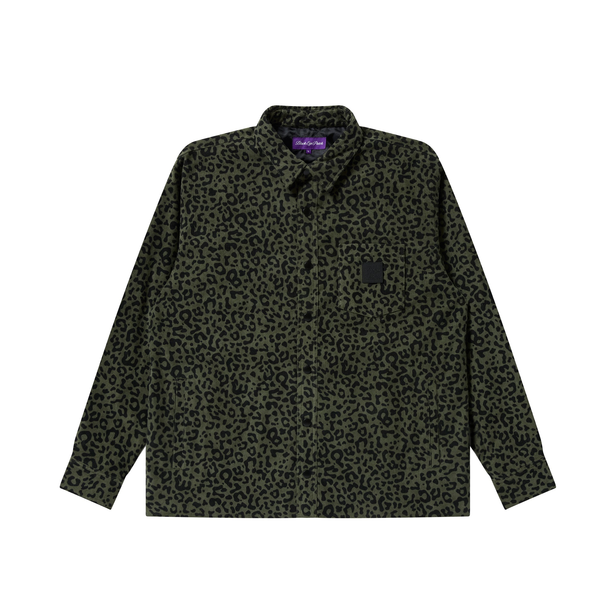 LEOPARD PATTERNED QUILTED SHIRT JACKET SAGE – BlackEyePatch