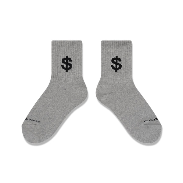 DOLLAR SIGN SHORT SOCKS HEATHER GRAY