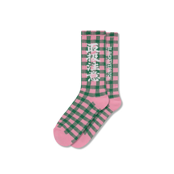 CHECKED HWC SOCKS PINK/GREEN