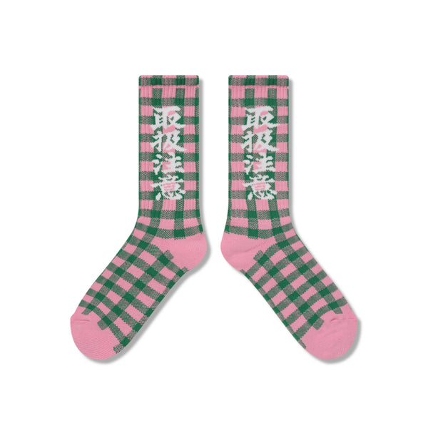 CHECKED HWC SOCKS PINK/GREEN