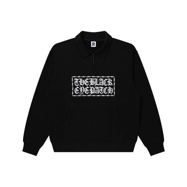 BARBED WIRE LOGO KOBE TERRY HALF ZIP SWEAT BLACK