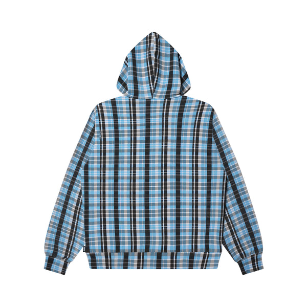 BIG B CHECKED ZIP HOODIE BLUE