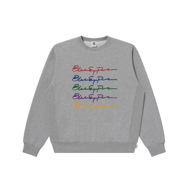 MULTI AUTOGRAPH LOGO CREW SWEAT HEATHER GRAY
