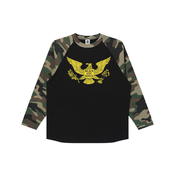 CONDOR RAGLAN L/S TEE BLACK/WOODLAND CAMO