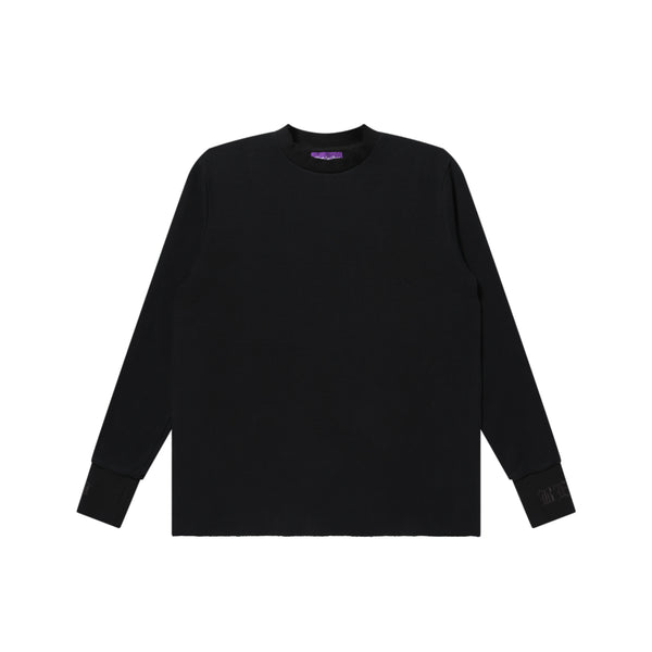RIB EMBROIDERED THERMAL L/S TEE BLACK