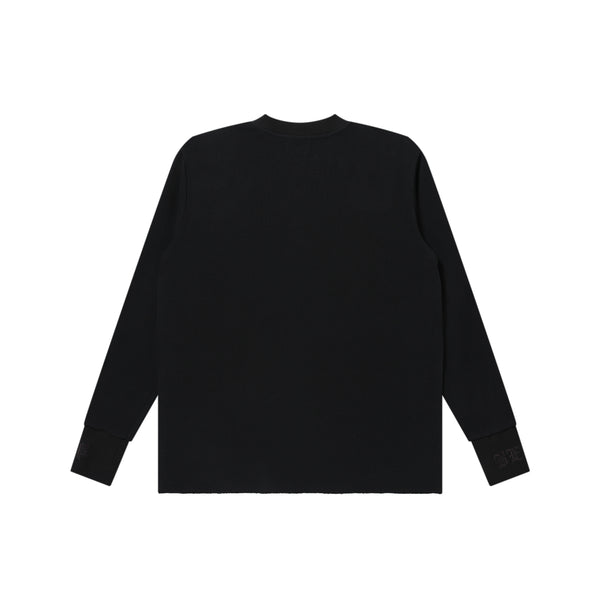 RIB EMBROIDERED THERMAL L/S TEE BLACK